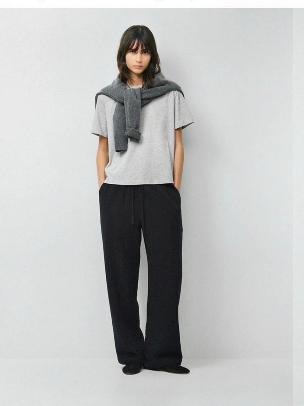 Aritzia AirPlush Cotton Sail Pant Wide Leg Pants in Black - Size Small - NWT